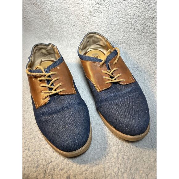 GH Bass Womens Dixie Saddle Shoes Oxfords Flats Denim Brown Trim Laces Up Sz 10M - Picture 3 of 14